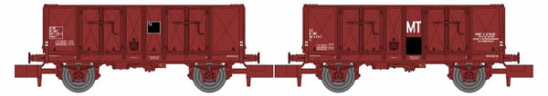 REE Modeles NW-051 - N - GONDOLA OCEM 29 Set of 2 Wagons in Steel Type B Red UIC Era IV